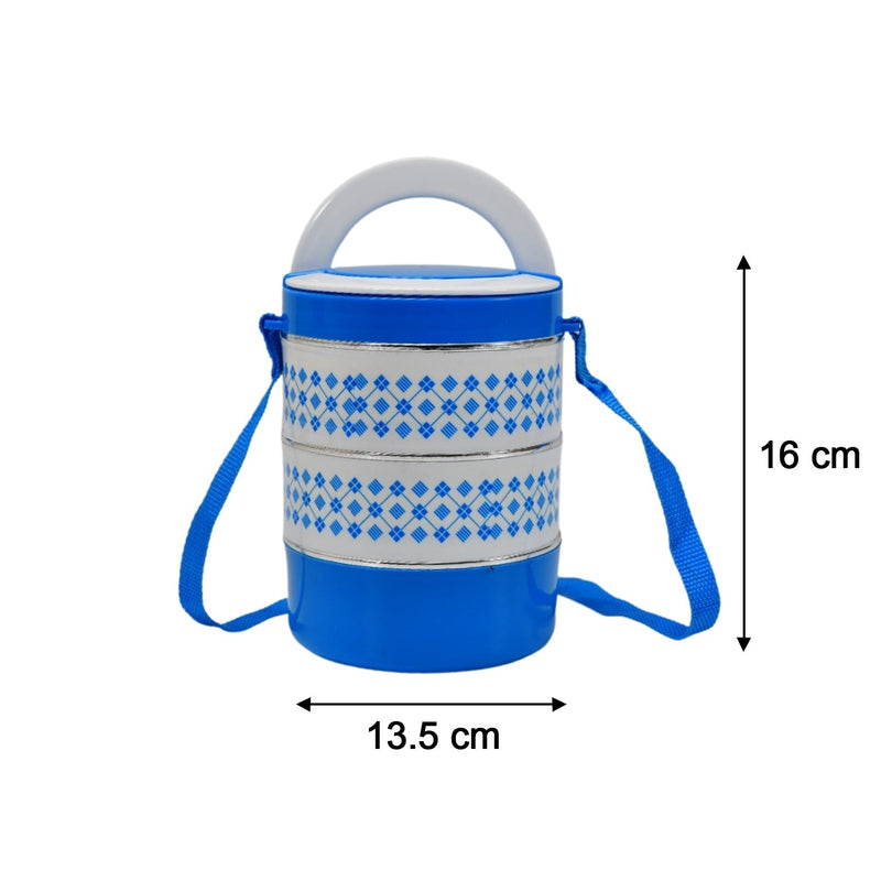 Adjustable tiffin set disassembled, showing three separate containers.