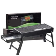 FirePot portable charcoal BBQ grill unfolded and ready for use outdoors.