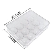 Multiple Organivo egg storage boxes stacked neatly inside a fridge.