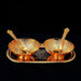 2947 Gold Silver Plated 2 Bowl 2 Spoon Tray Set Brass with Red Velvet Gift Box Serving Dry Fruits Desserts Gift 