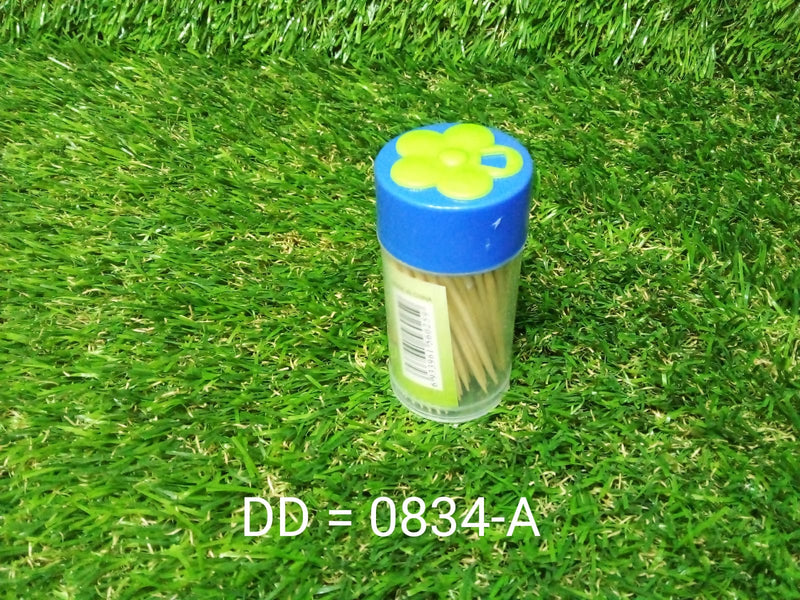 0834A Wood Double Sided Toothpicks with Clear Plastic Storage Box 