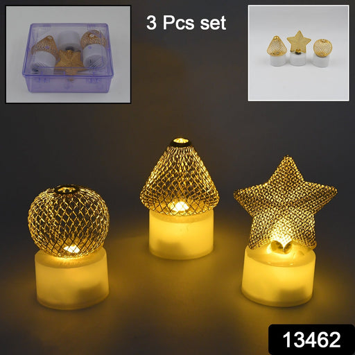 Close-up of a flameless LED candle with a realistic flickering flame effect.