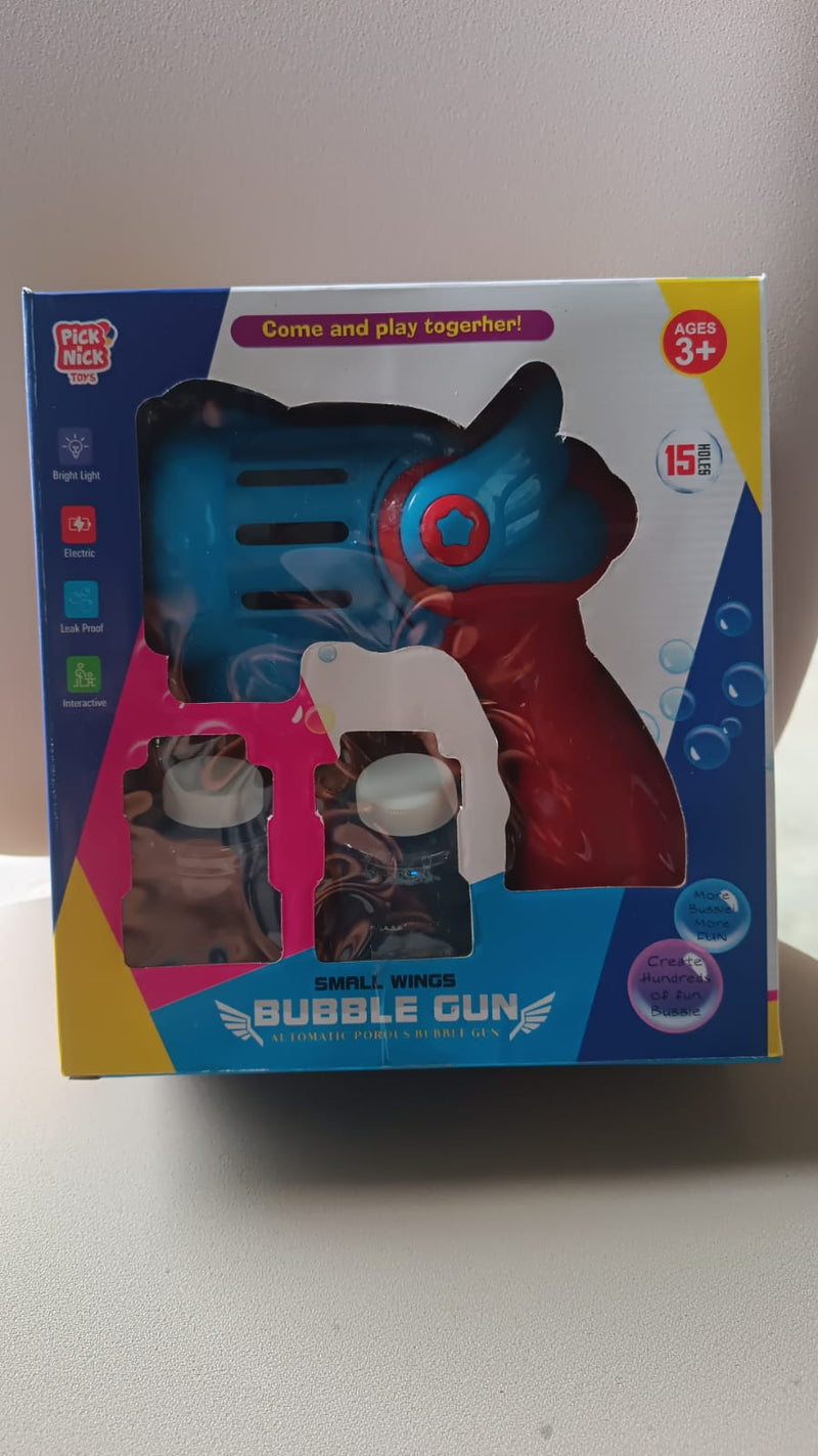 Rechargeable bubble gun toy kit including bubble solution and charger