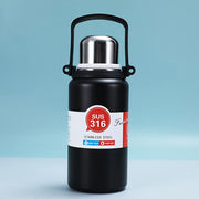 Large capacity black thermos bottle ideal for gym and outdoor use