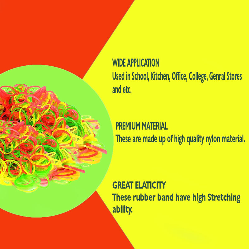 Flexible natural rubber bands in a mix of colors, ideal for home and office tasks.