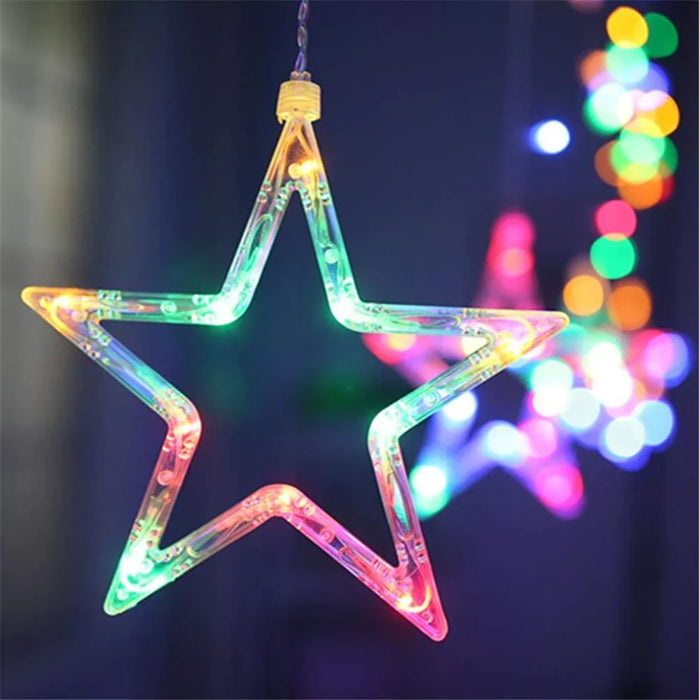 12 Stars LED Curtain String Lights with 8 Flashing Modes for Home Decoration, Diwali & Wedding LED Christmas Light Indoor and Outdoor Light ,Festival Decoration (Multicolor)