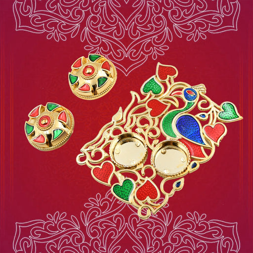 Elegant Raksha Bandhan Puja Thali Set featuring a decorative plate and kumkum holders.