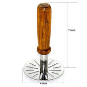064 Stainless Steel Potato Masher, Pav Bhaji Masher with wooden handle 