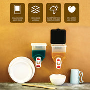 Side view of the 1100ml oil dispenser highlighting its space-saving design.