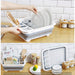 0804A Collapsible Folding Silicone Dish Drying Drainer Rack with Spoon Fork Knife Storage Holder 