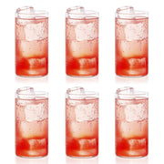 Ergonomic and lightweight transparent plastic glasses for comfortable handling.