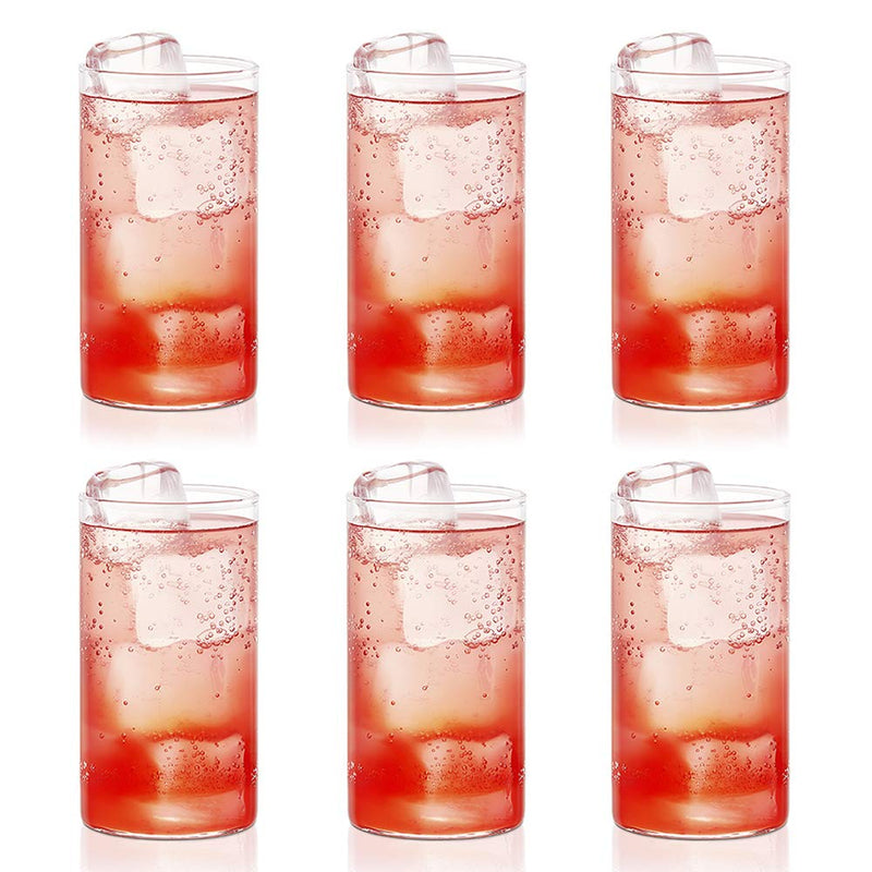 Ergonomic and lightweight transparent plastic glasses for comfortable handling.
