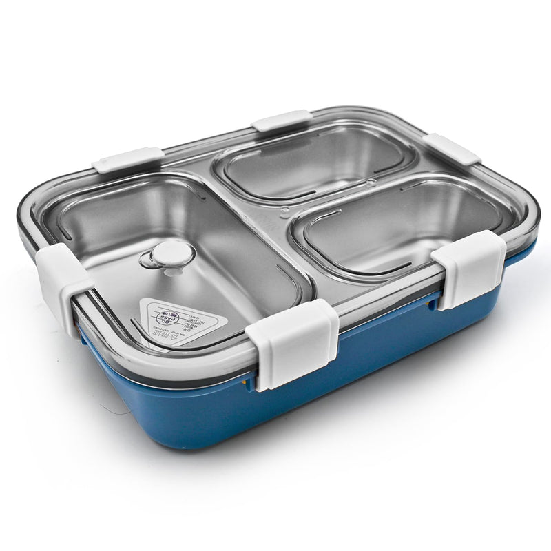 3 Compartment Transparent Stainless Steel Lunch Box for Kids, Tiffin Box, Lunch Box, Lunch Box for Kids, Insulated Lunch Box, Lunch Box for Office Women and Men, Stainless Steel Tiffin Box for Boys, Girls, School Office (Multi Color)