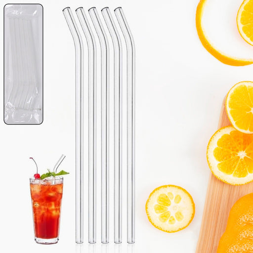 Close-up of eco-friendly clear glass straws suitable for smoothies and juices