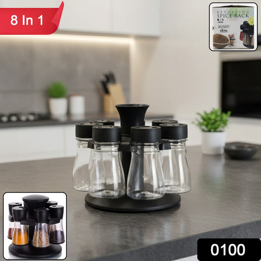 Rotating stand spice jar set with easy-access design