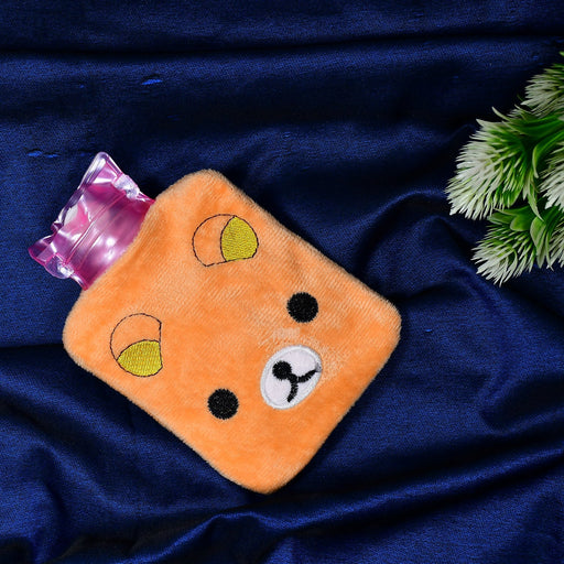 Orange panda hot water bag with soft cover for pain relief