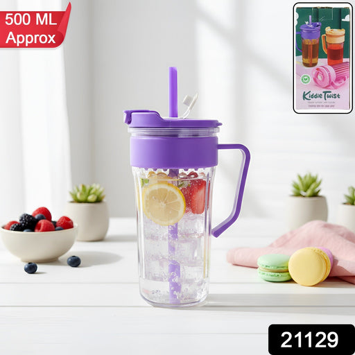 Kids sipper plastic tumbler with secure lid and straw