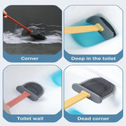 Silicone toilet brush set with its quick-dry ventilated holder, ready for hygienic bathroom cleaning.