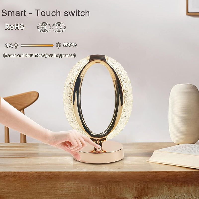 Touch Control Crystal Table Desk Lamp, 3-Way Dimmable Light, USB Rechargeable Crystal Diamond Table Lamp, Exquisite Night Stand Light Lamp Beside Lamp for Bedroom Living Room, Decorative Desk Lamp