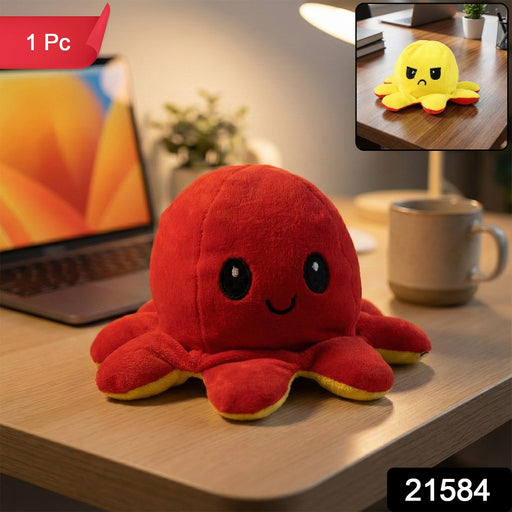 Soft reversible octopus plush toy for mood expression and comfort
