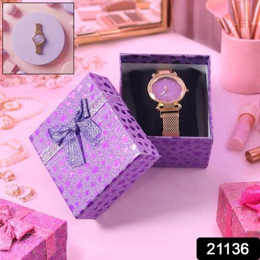 Ladies analog wrist watch presented with stylish gift box