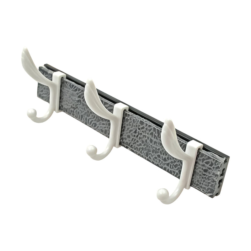 Wall mounted coat rack showcasing its sturdy metal hooks and elegant wooden base