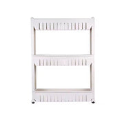 Diagram showing the dimensions of the slim storage rack for fitting into narrow spaces.