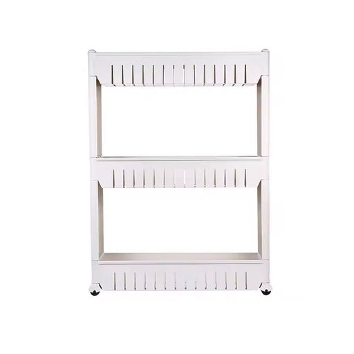 Diagram showing the dimensions of the slim storage rack for fitting into narrow spaces.