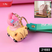 Adorable cartoon key ring charm on silicone strap for bags
