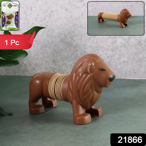 Flexible spring toy with lion animal design for interactive play