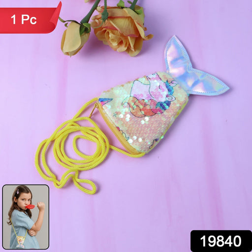 Aqua charm mermaid sling bag for kids with vibrant sequins
