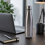 Silver stainless steel leak-proof water bottle for gym and office