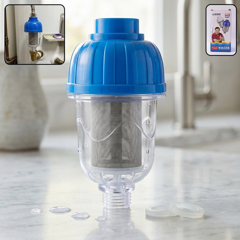 Multi-layer hard water shower filter designed for bathroom use