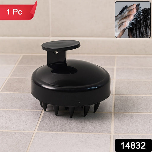 Close-up of soft silicone bristles on scalp massage shampoo brush