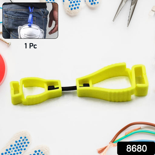 Heavy-duty glove clip holder for securing work gear.