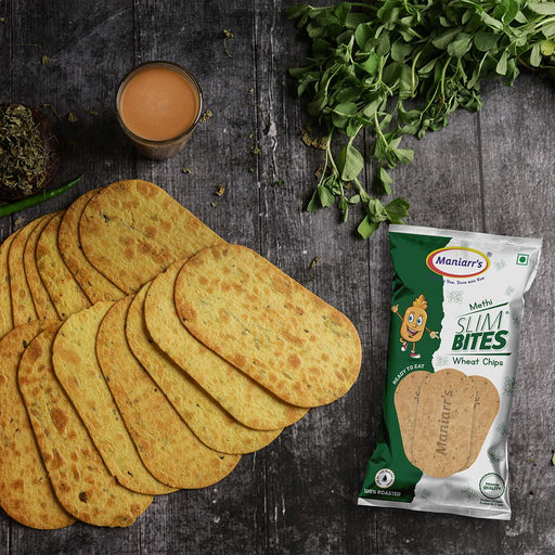 Maniarr's Methi Slim Bites 58g pack, showcasing the healthy fenugreek snack.