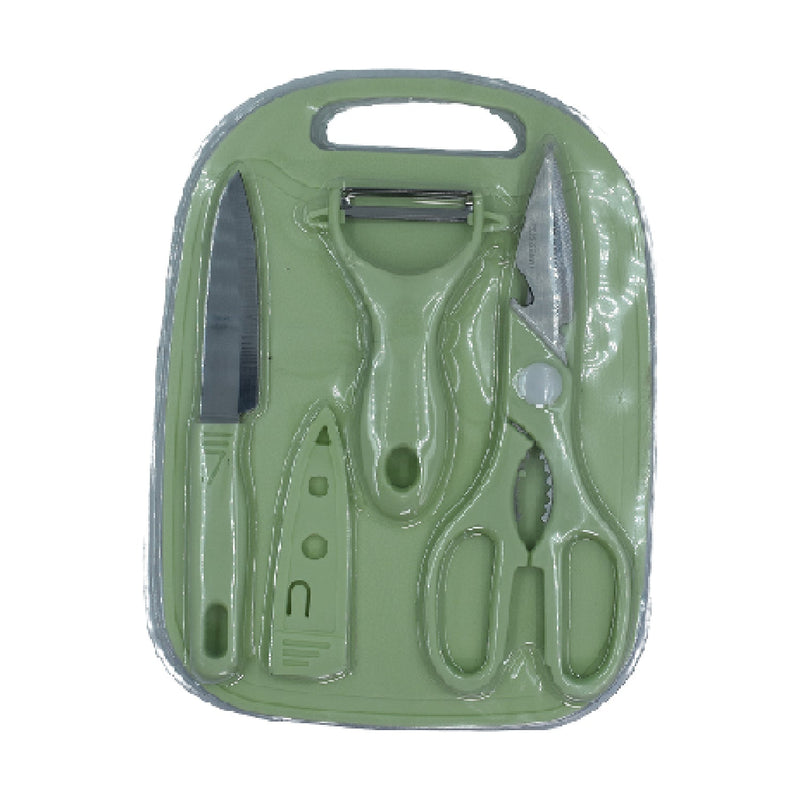 Plastic Chopping Board with Knife Set and Scissor And Wine Stainless Steel And Plastic Kitchen item Multipurpose cutting vegetables
