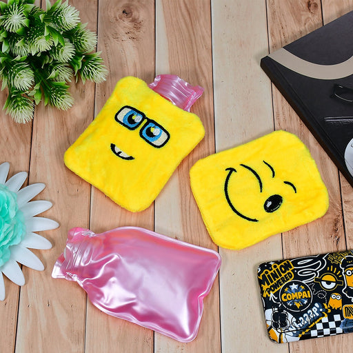 Adorable emoji hot water bag, perfect for soothing aches and pains.