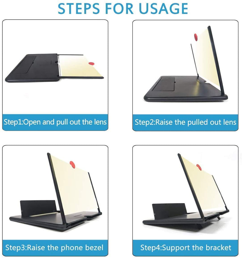 Compact mobile phone screen amplifier providing clear, enlarged viewing.