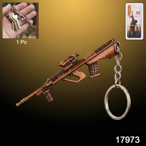 Close-up of metal sniper rifle keychain craftsmanship