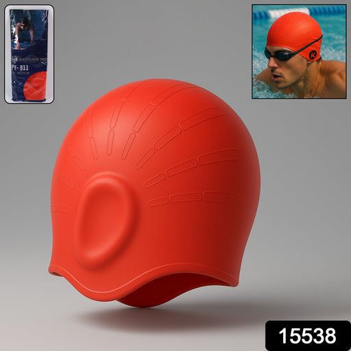 Side view of silicone swimming cap with hydrodynamic smooth surface