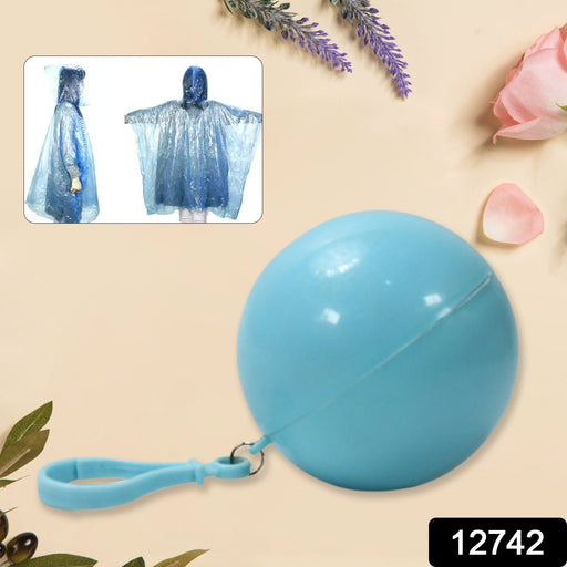 Clip-on compact raincoat storage ball attached to a child's backpack strap