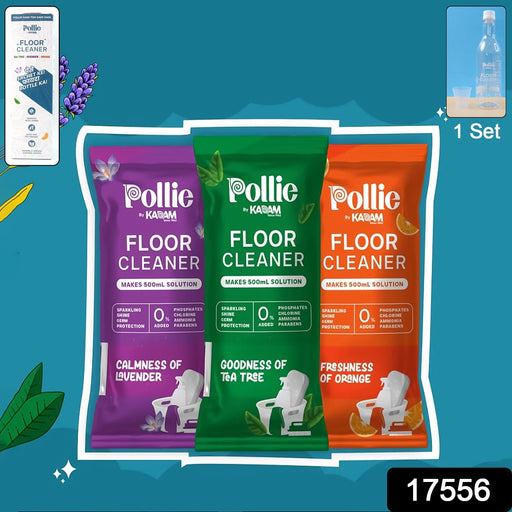 Floor cleaner concentrate sachets with mixing bottle for easy dilution