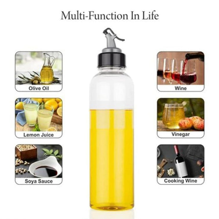 1ltr Plastic Oil Dispenser With Lid - Clear, Drip Free Spout, Controlled Use.