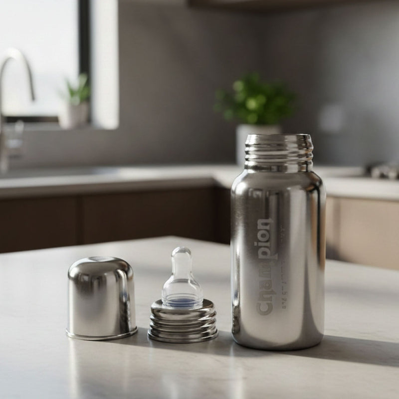 Durable stainless steel baby milk feeder bottle for infants