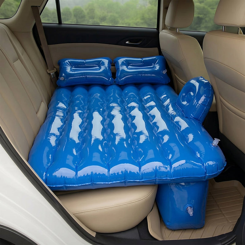 Inflatable backseat sleeping mattress installed in vehicle