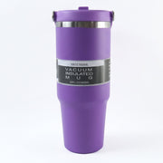 Ergonomic handle for comfortable grip on vacuum insulated travel mug
