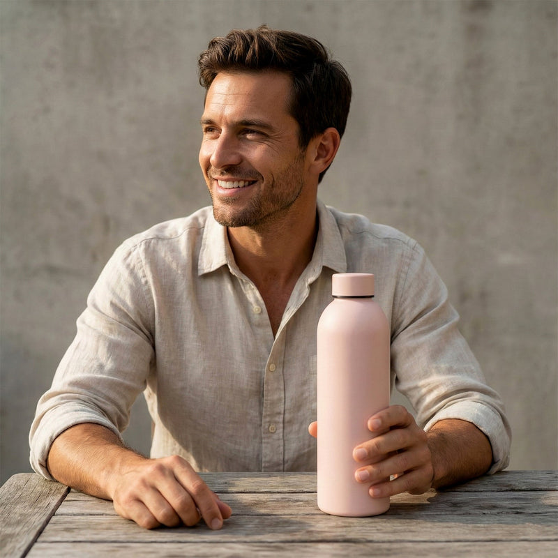 Compact 500 ml pink stainless steel water bottle ideal for hydration on the go