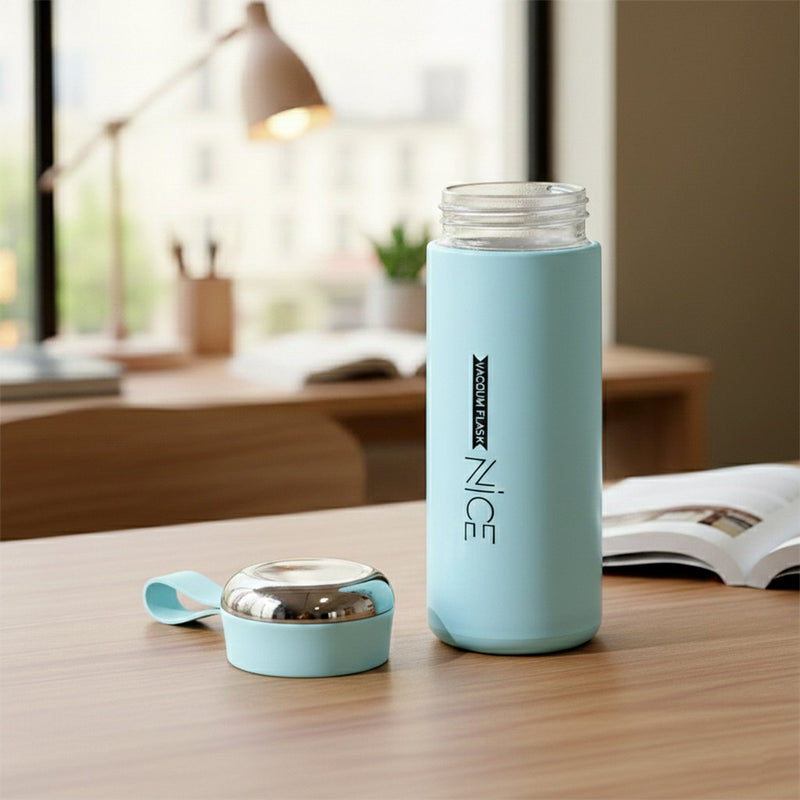 Compact 400 ML leak proof glass flask water bottle