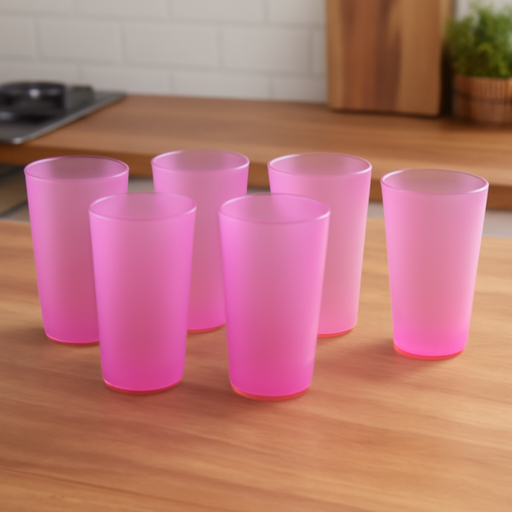 Modern design of the 6-piece plastic glass set by , ideal for everyday use.